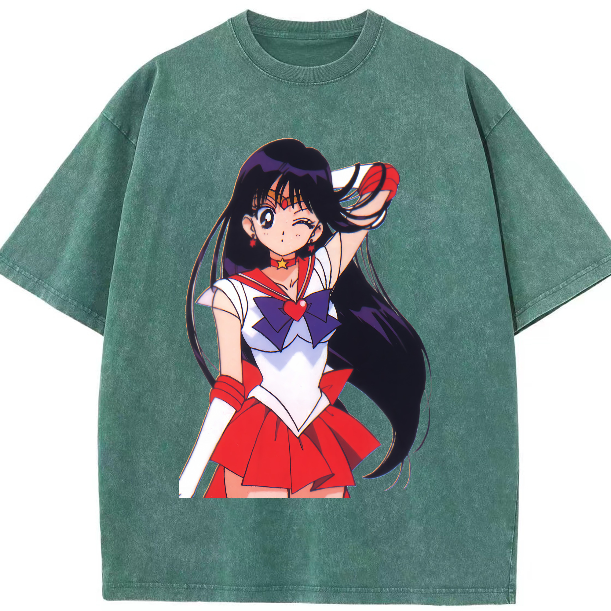 （画像用） 美少女戦士セーラームーン 火野レイ ひの レイ Sailor Moon Hino Rei （セーラーマーズ,Sailor Mars） 綿100% ヴィンテージ風 半袖Tシャツ（フロントプリント）